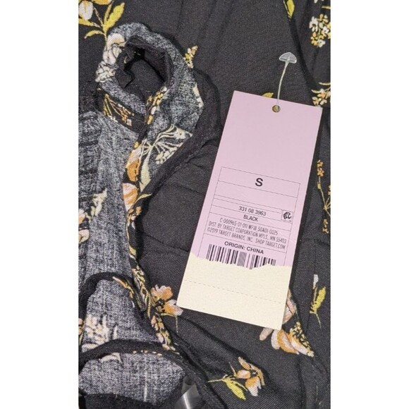 NWT Wild Fable Dress S Women's Black Floral Floral Ruffle Apron Front Sundress - Picture 5 of 7